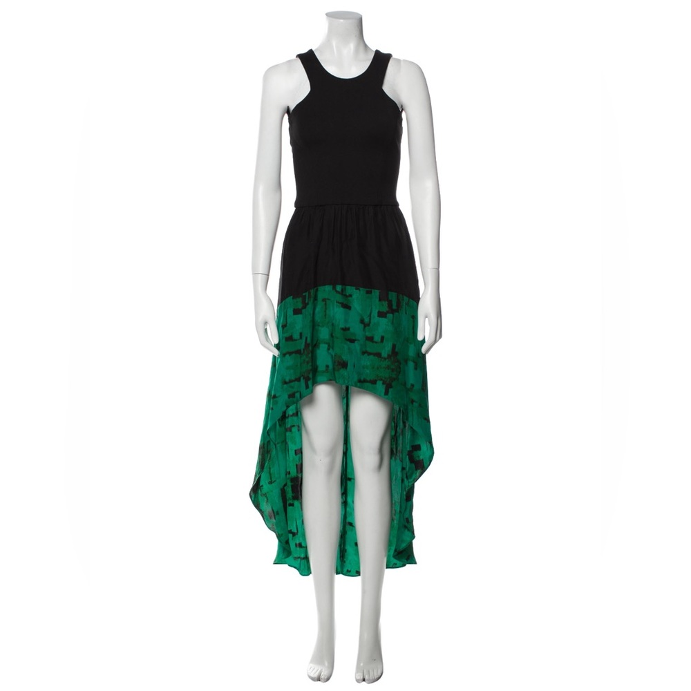 Barney's New York Parker - stunning backless high low emerald silk dress XS